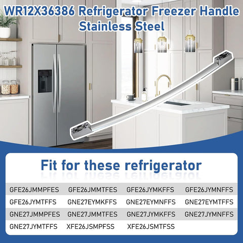 WR12X36386 Refrigerator Freezer Handle Stainless Steel Replacement for GE