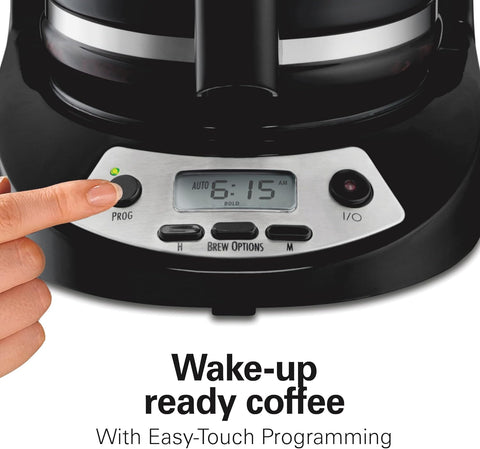 Hamilton Beach 12-Cup Programmable Drip Coffee Maker with Glass Carafe, Black