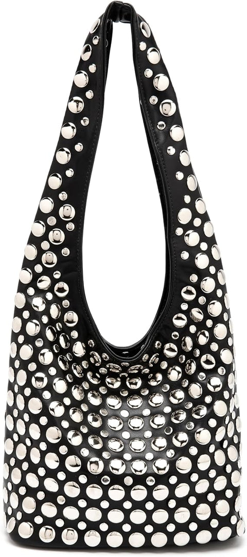 Studded Hobo Bag Y2k Rivets Bucket Purse for Women Studded Shoulder Bag, Trendy Purse, Small Tote Handbag