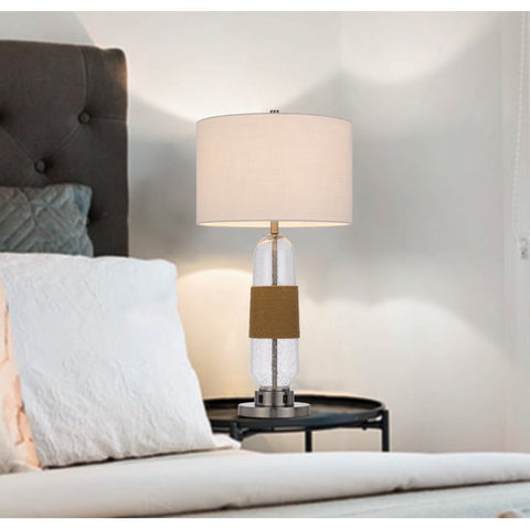 Everett 32.5" Height Table Lamp with Accents - Glass, Burlap