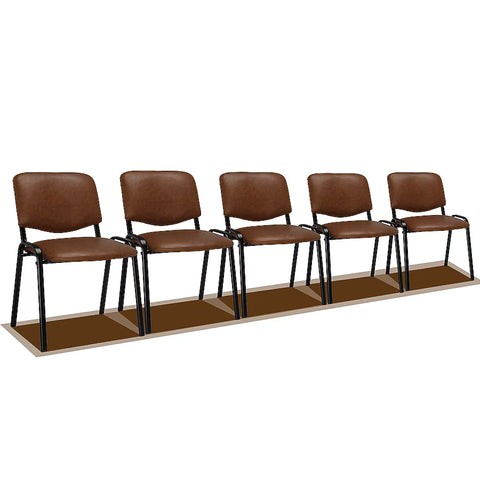 VINGLI 5-pcs PU leather Stackable Waiting Room Chairs Rustic