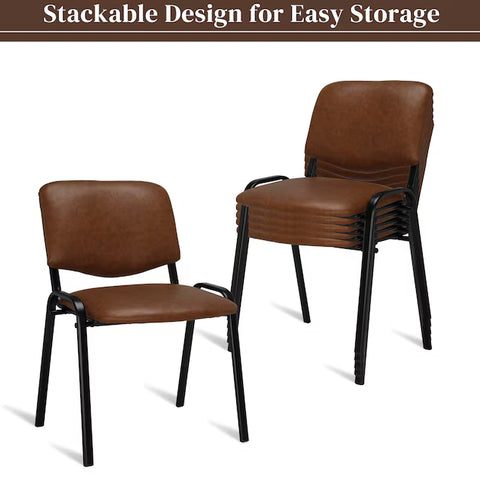 VINGLI 5-pcs PU leather Stackable Waiting Room Chairs Rustic