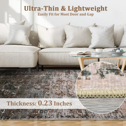 Rugs for Living Room,Area Rug for Living Room, Ombre Vintage Distressed Washable Non-Slip Bedroom Rug, Ultra-Thin Soft Large Area Rug for Bedroom Dining Room - 8 x 10 ft