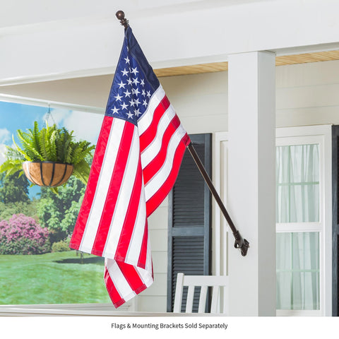 Evergreen Flag Bronze Extendable House Flag Pole – 35–60", Weather-Safe Iron, Two Ring Clips