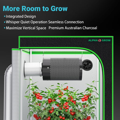 4x4 Complete Grow Tent Kit with LED Grow Light and Fan Filter, 48"x48"x80" 1680D Mylar Indoor Grow Tent System with AG1000 100W Full Spectrum Light, 4 Inch 2-in-1 Carbon Filter Fan, Silver Ducting