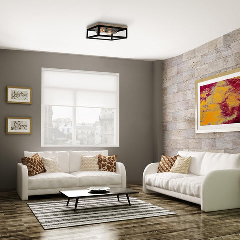 Globe Electric Verona Ceiling Light, 5.12 in. H x 13 in. W x 13 in. L - Dark Bronze