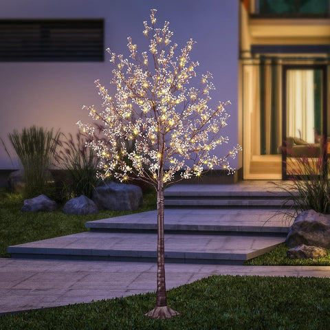 6FT Lighted Gypsophila Tree 176 LED Artificial Baby Breath Flowers Tree with Lights for Decor Inside and Outside Home Patio Wedding Festival Christmas Decoration Warm White