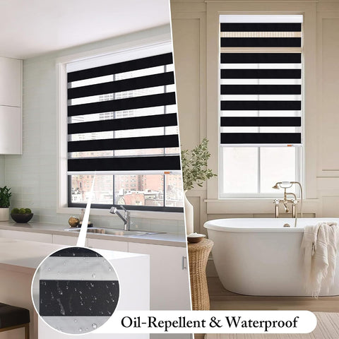 GHV Zebra Blinds for Windows, Black, 35 in (W) x 64 in (H)