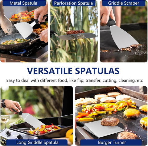 15-Piece Griddle Accessories Kit for Blackstone – Smash Burger Press, Spatula & Basting Cover