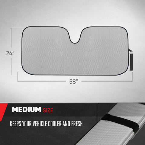 Motor Trend Accordion Gray Car Windshield Sun Shade - Car Sun Visor Sun Shade for Windshield - Window Shades for SUV & Truck - Dash Cover Sun Protection Window Shade Accessories - 58" x 24"
