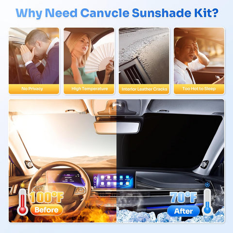 Canvcle Upgraded Window Shades for 2020-2024 Tesla Model Y Accessories with Suction Cups Windshield Sun Shade Side Rear Window Covers Sunshade Sun Shield Privacy Protection for Camping Black 8PCS