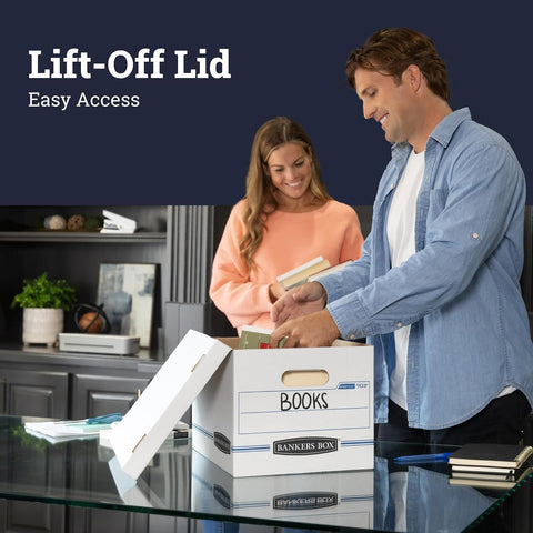 Bankers Box Stor/File Standard-Duty Storage Boxes with Lift-Off Lids, Letter/Legal, 10"x12"x15" - Case of 20