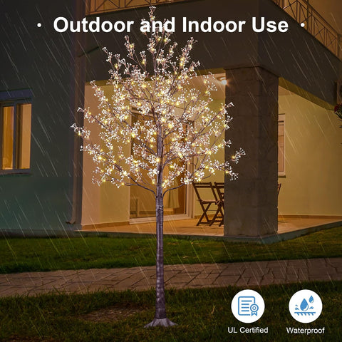 6FT Lighted Gypsophila Tree 176 LED Artificial Baby Breath Flowers Tree with Lights for Decor Inside and Outside Home Patio Wedding Festival Christmas Decoration Warm White
