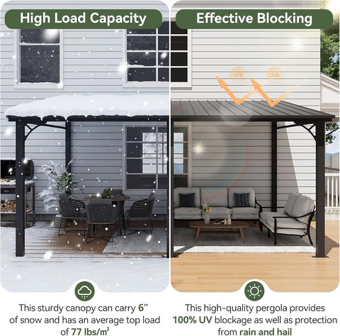 Aoxun 10' x 14' Lean to Gazebo Pergola with Sloping Roof for Patio, Black