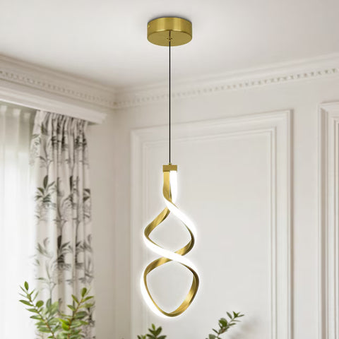 Jasslynn 1-Light 15W Modern Brass Integrated LED Pendant Lights for Kitchen Island Dining Room,No Remote Control