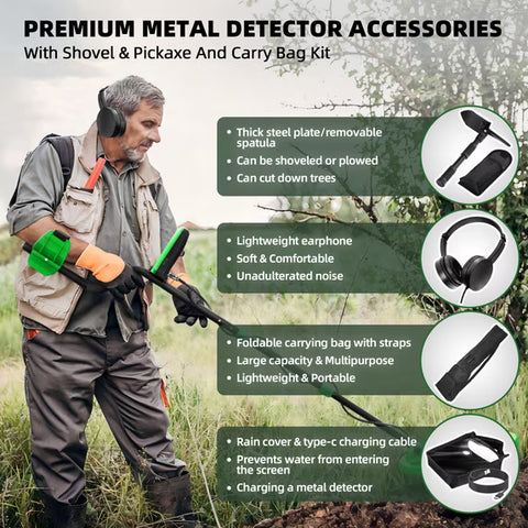 ABLEGRID Rechargeable Metal Detector – LCD Display, 5 Modes, 10" Waterproof Coil
