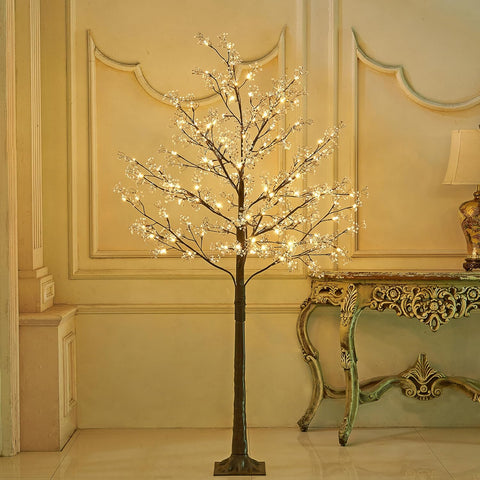 6FT Lighted Gypsophila Tree 176 LED Artificial Baby Breath Flowers Tree with Lights for Decor Inside and Outside Home Patio Wedding Festival Christmas Decoration Warm White