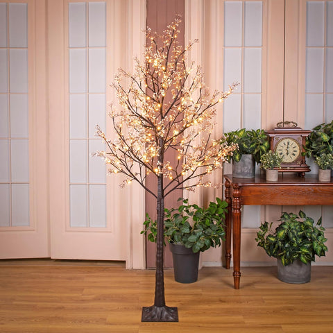 6FT Lighted Gypsophila Tree 176 LED Artificial Baby Breath Flowers Tree with Lights for Decor Inside and Outside Home Patio Wedding Festival Christmas Decoration Warm White