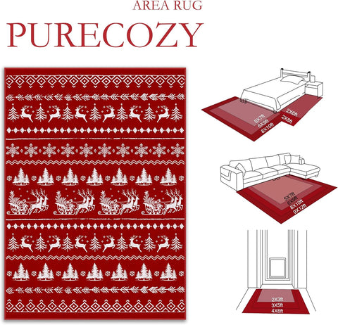 9x12 Christmas Area Rug Red - Washable