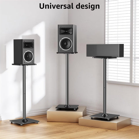 31" Floor Speaker Stands for Satellite & Bookshelf Speakers, 1 Pair, Holds Up to 22 lbs Each, Glass Base