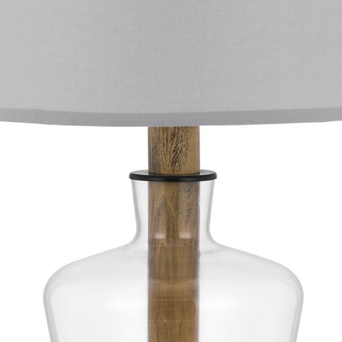 Cal Lighting Salford 30 Clear Glass and Wood Jar Table Lamp