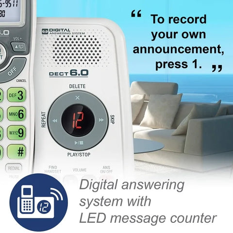 VTech CS6124 DECT 6.0 Cordless Phone with Answering System and Caller ID/Call Waiting – White