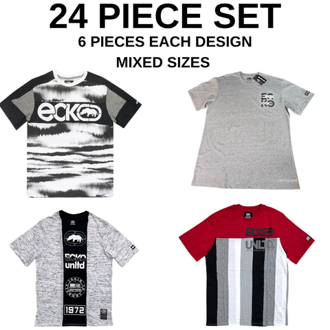 24 Pc Ecko Unltd Graphic T-Shirt Bundle S–XL Y2K Rhino Wear Reseller Lot NWT