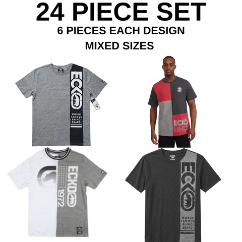 24 Pc Ecko Unltd Graphic T-Shirt Bundle S–XL Y2K Rhino Wear Reseller Lot NWT