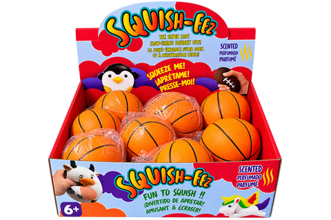 Squish-Eez Jumbo Sports 4" Basketball Scented Slow Rising Squishy Toy – 18 Count PDQ