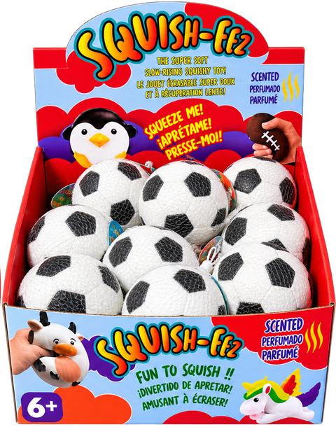 Squish-Eez Jumbo Sports 4" Soccer Ball Scented Slow Rising Squishy Toy – 18 Count PDQ
