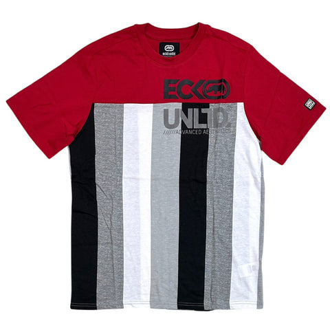 Reseller Pack of 6 – Ecko Unltd Men's Vertical Striped Puff Print Logo Short Sleeve T-Shirt – True Red