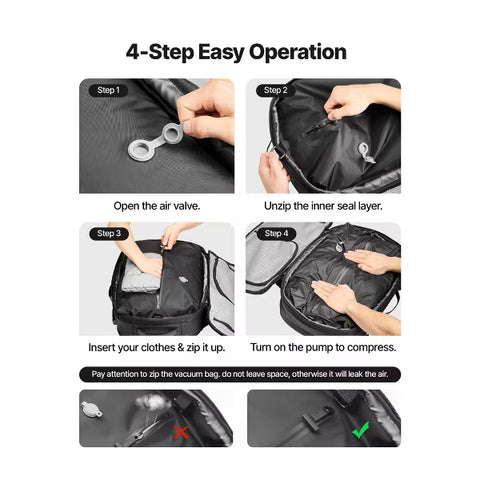 VEVOR Vacuum Travel Backpack, 65L, Expandable Vacuum Seal Compression Travel Backpack, with TSA-Approved Lock, Black (NO PUMP)