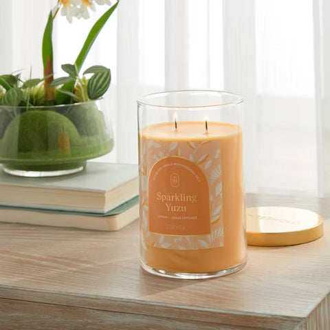 21.5oz 2-Wick Lidded Glass Jar Candle Sparkling Yuzu - Threshold™