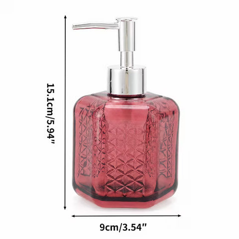 Unique Bargains Durable Hexagonal Pump Soap Dispenser Red Silver Tone 1 Pc