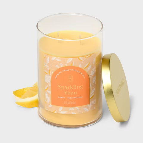 21.5oz 2-Wick Lidded Glass Jar Candle Sparkling Yuzu - Threshold™