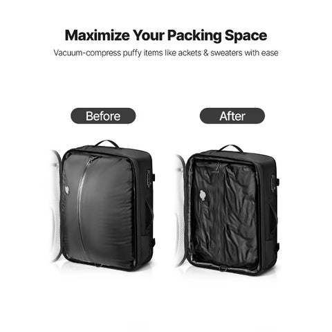 VEVOR Vacuum Travel Backpack, 65L, Expandable Vacuum Seal Compression Travel Backpack, with TSA-Approved Lock, Black (NO PUMP)
