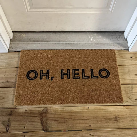 1'4"x2'4" Oh Hello Rectangular Outdoor Doormat Black - Room Essentials™