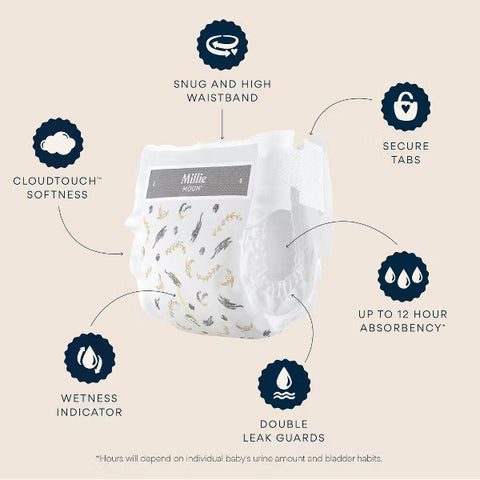 Millie Moon Luxury Disposable Diapers - Size 3 - 144ct