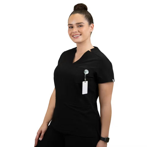 Aura Women's Classic Scrub Top - Black, Large