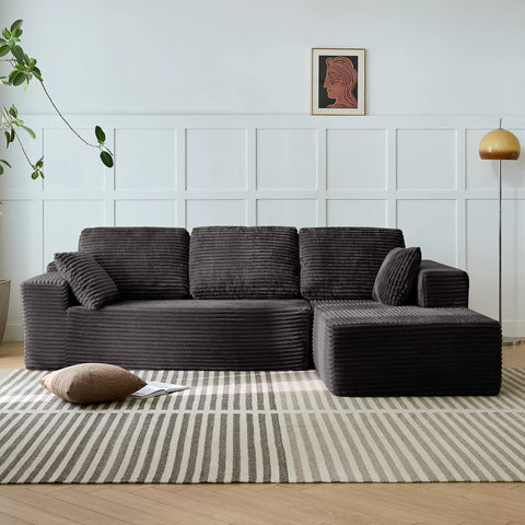 104" Modern L-Shape Sectional Sofa Bed with Reversible Chaise – Convertible Sleeper Couch in Vacuum Compressed Box – Free Shipping