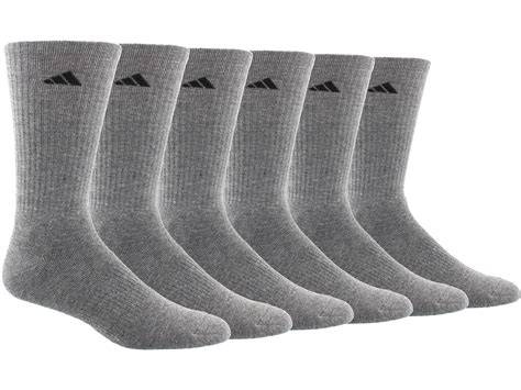 Adidas Men's 6-Pack Athletic Cushioned Crew Socks – Heather Grey/Black | Size 6-12