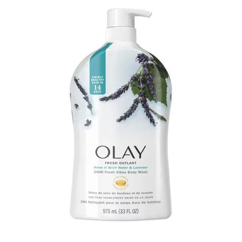 Olay Fresh Outlast Body Wash, Birch Water & Lavender, 33 fl oz