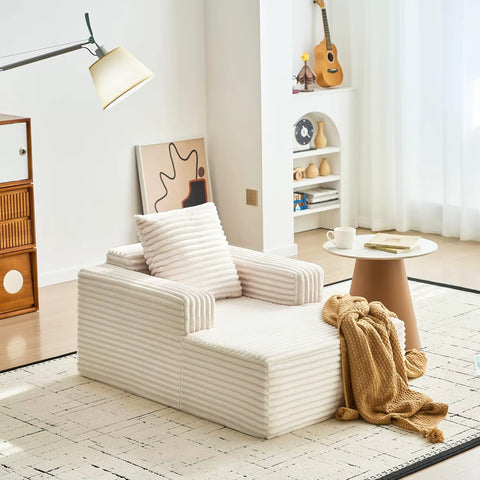 45-Inch Corduroy Cloud Chaise Lounge Sofa