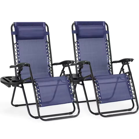JHK Zero Gravity Recliner Chairs, Set of 2 with Cup Holder Trays