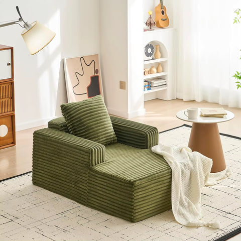 45-Inch Corduroy Cloud Chaise Lounge Sofa