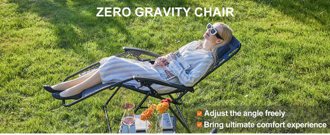 JHK Zero Gravity Recliner Chairs, Set of 2 with Cup Holder Trays