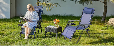 JHK Zero Gravity Recliner Chairs, Set of 2 with Cup Holder Trays