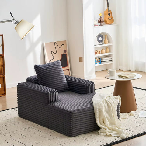 45-Inch Corduroy Cloud Chaise Lounge Sofa