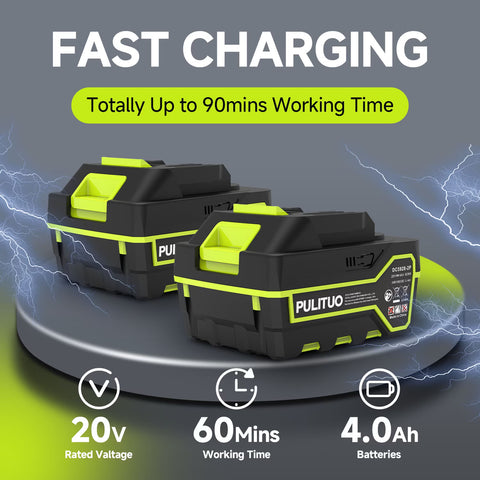 Pulituo 20V Cordless Leaf Blower with 4.0Ah Battery & Charger, 150MPH, 3 Speeds, Lightweight Yard Blower