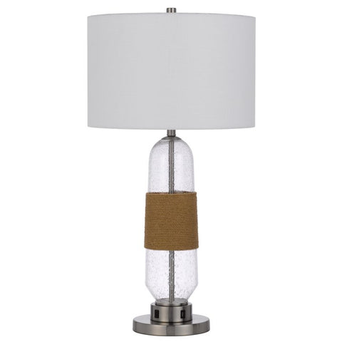 Everett 32.5" Height Table Lamp with Accents - Glass, Burlap